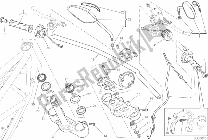 Wszystkie części do Kierownica I Elementy Steruj? Ce Ducati Scrambler Icon Thailand USA 803 2016